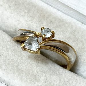 K18 18金 Pt900 プラチナ ホワイトトパーズ 付き リング 指輪