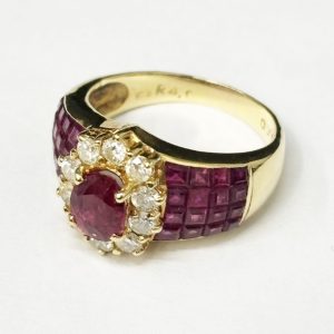 K18 ルビー メレダイヤ付き リング アクセサリー