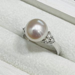 Pt900 プラチナ パール ダイヤモンド0.20Ct リング