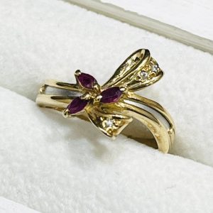 K18 Pt900 ルビー0.21Ct リング