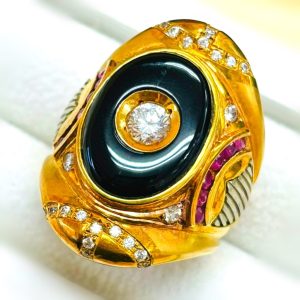 K18 Pt900 石付 リング