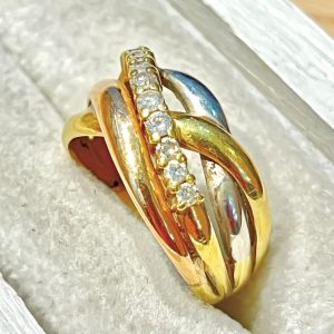 K18 Pt900 ハーフ リング ダイヤモンド 金ベース プラチナベース