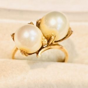 K18 18金 パール付きリング 指輪