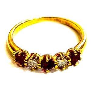 K18 リング ルビー0.38ct メレダイヤ0.16ct