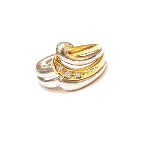 K18/Pt900 メレダイヤ デザインリング