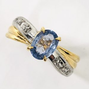 K18Pt900 タンザナイト1ct＆メレダイヤ0.04ct付きリング