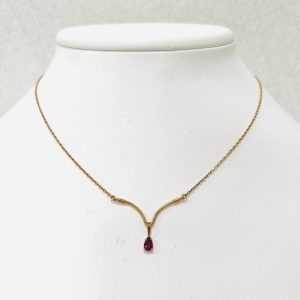 K18 ルビー0.3ct付きネックレス