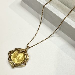 K18 18金 カンガルーコイントップ付きネックレス