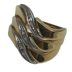 K18/Pt900　メレダイヤ付き　コンビリング　金ベース