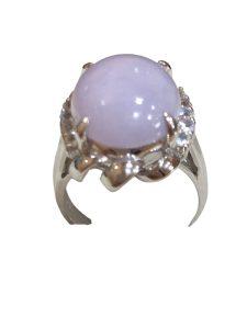 Pt900(プラチナ) ラベンダー翡翠8ct /脇石メレ1ct リング