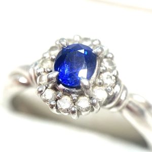 Pt900 リング メレダイヤモンド 0.19ct サファイア 0.59ct