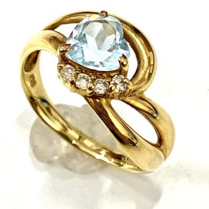 K18 アクアマリン付きリング