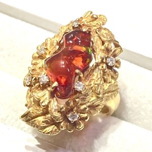 K18(18金) ファイヤーオパール デザインリング