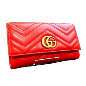 GUCCI GGマーモント コンチネンタルウォレット キルティングレザー 長財布