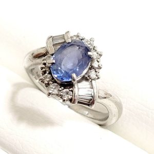 Pt900 サファイア ダイヤモンド付 リング 指輪 アクセサリー