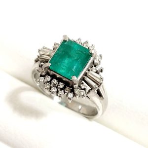 Pt900 エメラルド ダイヤモンド付き リング 指輪 アクセサリー