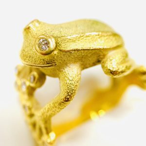 K18 デザインゴールドリング メレダイヤモンド