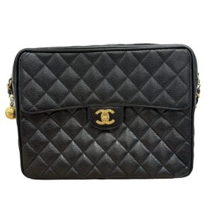 CHANEL シャネル マトラッセ キャビアスキン ボールチャーム チェーンショルダーバック