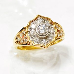 K18 Pt900  コンビ ダイヤリング