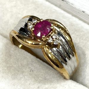 K18 Pt850 ルビー付き リング