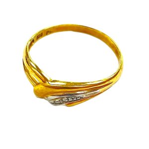 K18/Pt900 ダイヤモンド付きコンビリング