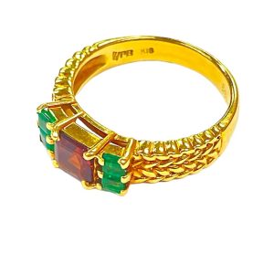 K18 ガーネット エメラルド リング