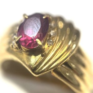 K18 18金 ルビー メレダイヤ リング