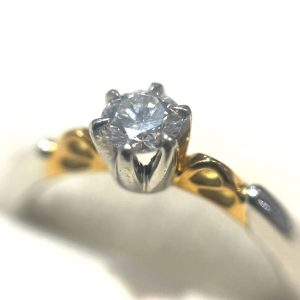 Pt900ベースK18  0.25ct ダイヤモンド リング