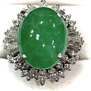 Pt900(プラチナ900)翡翠 メレダイヤ リング