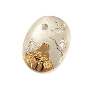 K18/Pt900 コンビ ダイヤ付き 帯留め