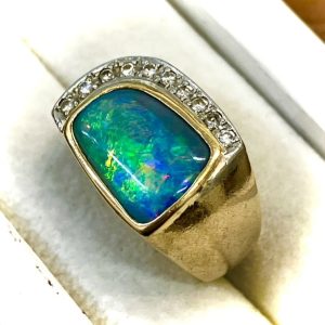 K18(18金)オパール メレダイヤ リング