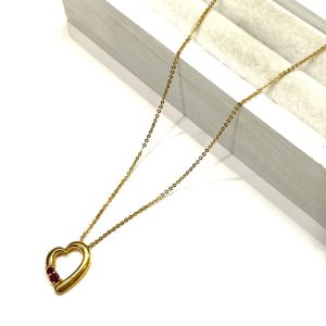 K18 18金 ルビー付き ネックレス