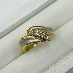 K18/Pt900 メレダイヤ付きリング