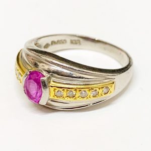 K18 Pt900 ピンクサファイア リング アクセサリー