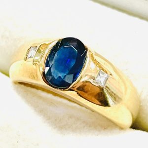 K18リング サファイヤ0.79ct メレダイヤ0.08ct