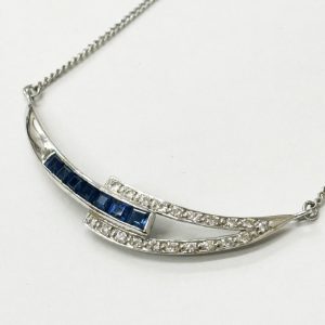 Pt850 ネックレス サファイア メレダイヤ アクセサリー