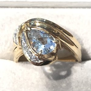 K18 ダイヤモンド アクアマリン リング