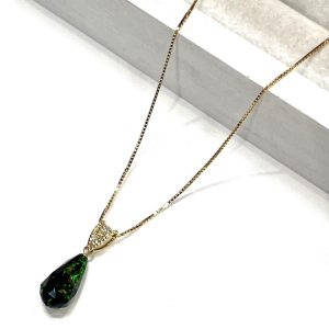 K18 18金 ブラックオパール・メレダイヤモンド付き ネックレス