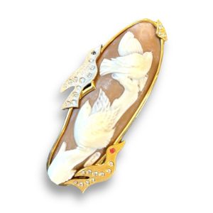 K18 Pt900 カメオ ブローチ アクセサリー