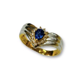 K18 Pt900  サファイア メレダイヤ リング アクセサリー