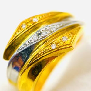 K18 Pt850 メレダイヤモンド 金プラチナコンビリング