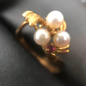K18パール付きリング