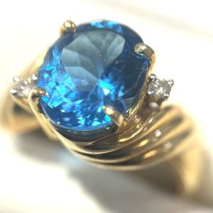 K14 14金 ブルートパーズ リング