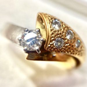 K18 Pt900 メレダイヤ リング