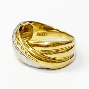 K18 Pt900 コンビリング メレダイヤ アクセサリー