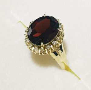 K18 ガーネット メレダイヤ リング 18金 750