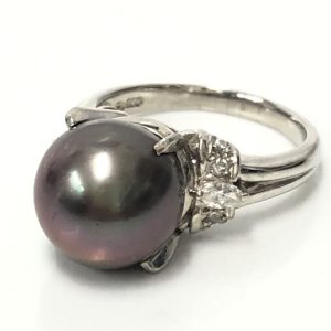 Pt900 メレダイヤ付きパールリング｜前橋市岩神町