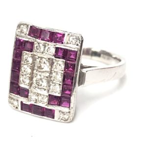 Pt900 メレダイヤ&ルビーリング|渋川市白井