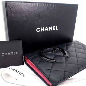 CHANEL(シャネル) カンボンライン ブラック×ピンク 長財布
