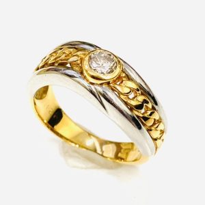 K18ベースPt900 ダイヤモンド0.28ct付リング